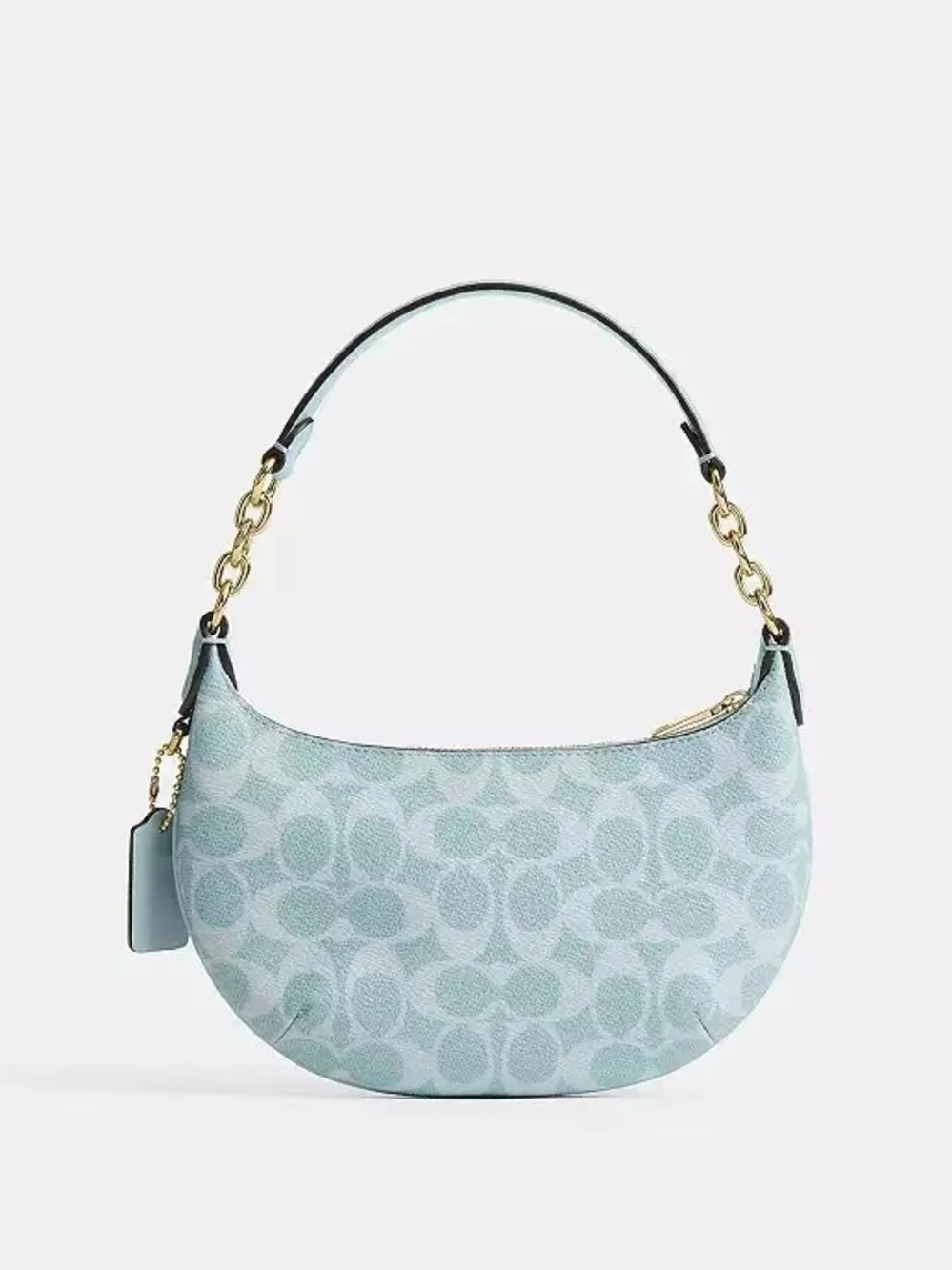 NWT!!! Coach Light Blue Mini Payton Bag In Signature Canvas Crescent-Shaped SB